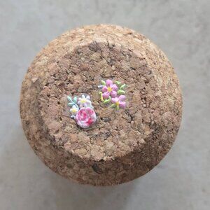 Brand New Hand Crafted Magnet Created from Champagne Cork Featuring Flowers